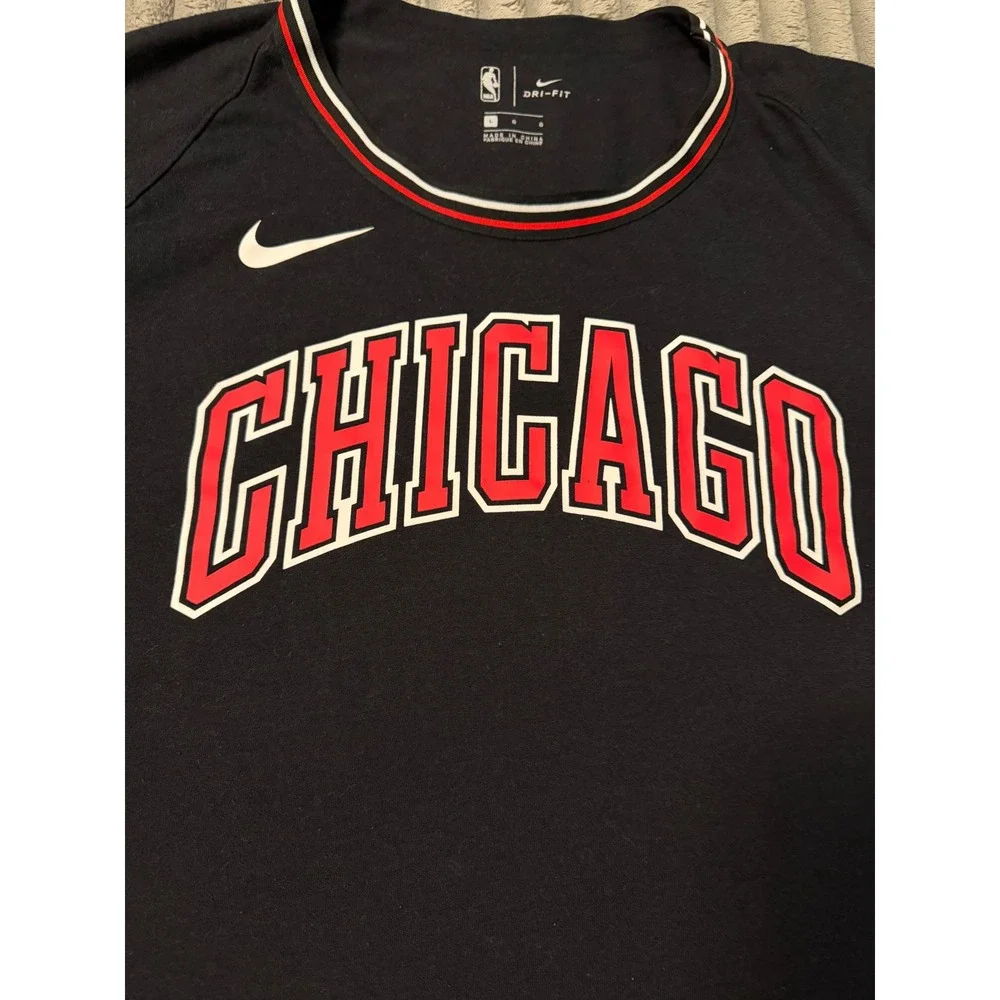 Nike NBA Chicago Bulls Dri-FIT Shooting Shirt Mens Large Black Red